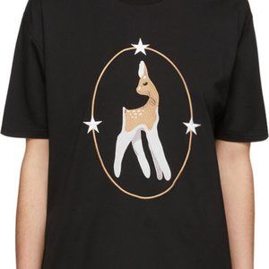 BURBERRY Black Deer Graphic Oversized T-Shirt